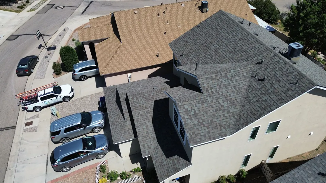 Residential roof seen from above